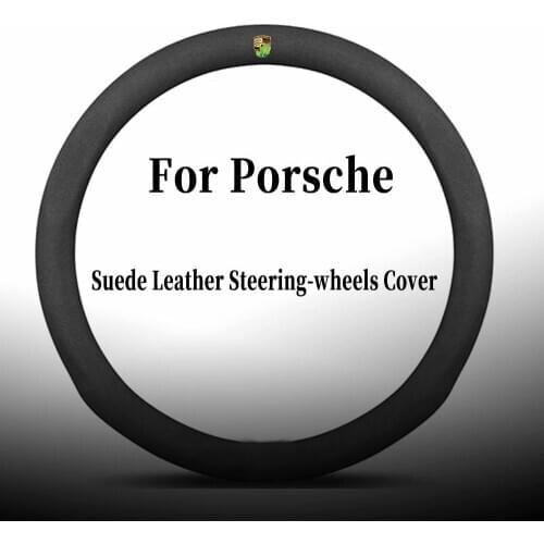 Suede Leather Steering-wheels Covers Car-styling Accessories 38cm for Porsche Cayenne Macan Panamera Taycan