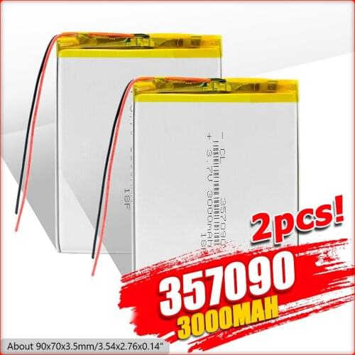 1/2/4pcs 357090 Li-ion Battery 3.7V 3000mah Rechargeable Lithium Polymer Batteries for Suo Lixin S18 7/8/9 inch Tablet PC ICOO