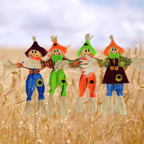 1pc Small Autumn Fall Harvest Scarecrow Decoration for Garden Home Yard Thanksgiving Halloween Party Favor Supplies Random Style