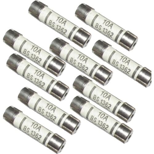 10 Pieces Fuse Ceramic Fuse Tube BS1362 10A 6x25mm For Multimeter Instrument