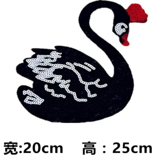 6pcs/lot Large New Embroidery Patches for Womens Clothing Decoration Sequin Applique Beads Accessories Black Swan DIY
