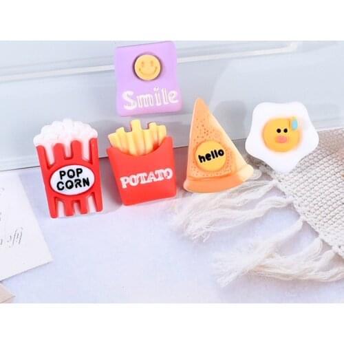 20Pcs Simulation Fast Food Flatback Resin Popcorn chips pizza Cabochon For DIY Embellishments Jewelry Craft Decoration