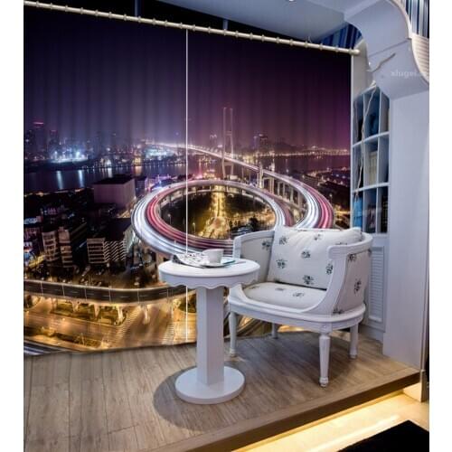 Photo Customize size 3D Curtain Night City Lights Curtain Living Room 3D Bathroom Curtain 3D Curtain Blackout