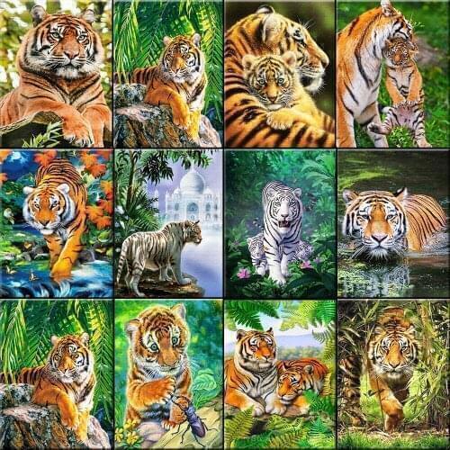 5D Full Diamond Embroidery Tiger Animal Diamond Painting Rhinestone Pictures Beads Embroidery Set Home Decoration Gift For Kid