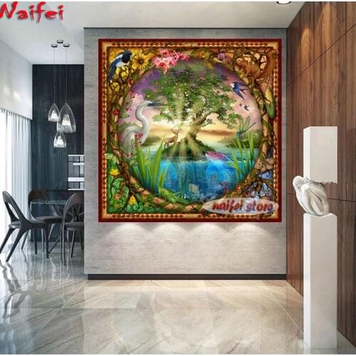 Tree of Life 5D DIY Diamond Painting Full Square Round Drill Abstract Embroidery Mosaic Needlework Home Decor Gift