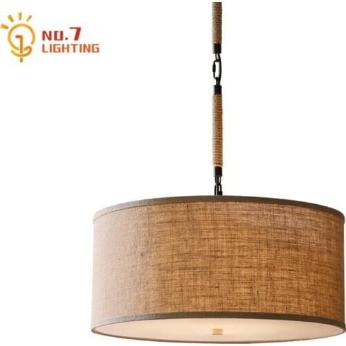 American Country Simple Vintage Fabric Art Pendant Lights Led E27 Home Decor Restaurant Bedroom Study Balcony Dining Room Study