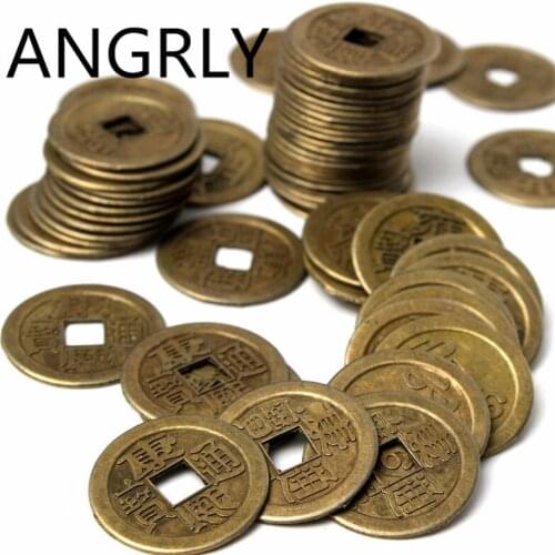 ANGRLY Alloy Feng Shui Chinese Dragon Phoenix Coins Lucky Ancient Coins For Fortune Emperors Lucky Coins Home Decor Gifts