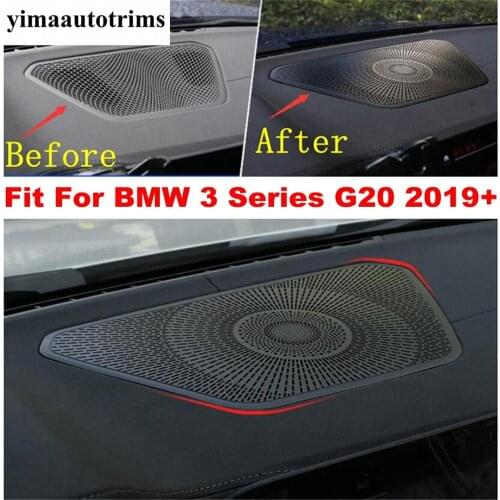 Auto Metal Accessories Fit For BMW 3 Series G20 2019 2020 2021 Central Stereo Speaker Audio Sound Panel Net Cover Trim