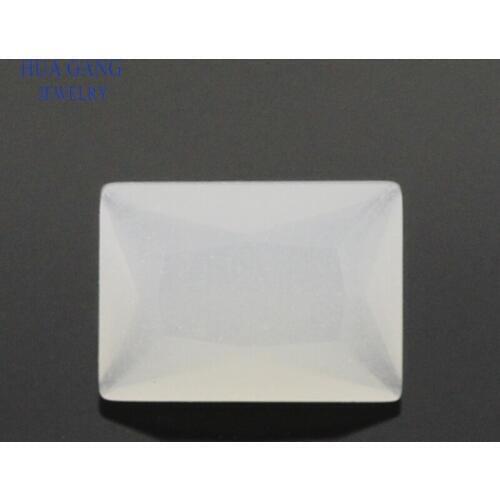 White Translucent Rectangle Shape Cut Loose Glass Beads Synthetic Gems For Jewelry Size 2x3~10x14mm Free Shipping