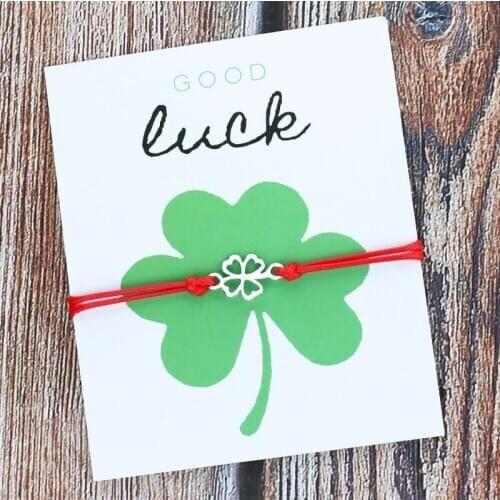 Good Luck Four Leaf Clover Bracelet Lucky Four-leaf Clover Fortune Shamrock Charm Bracelets Women Men Friendship Jewelry Gift