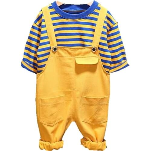 Children Cotton Clothes Baby Boys Spring Autumn Stripe Jacket Bib Pants 2Pcs/sets Infant Kids Fashion Toddler Casual Tracksuits