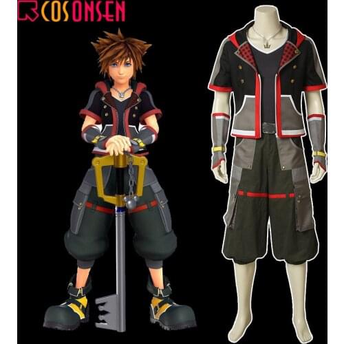 HOT Game Kingdom Hearts 3 Cosplay Sora Costume Anime Carnival Party Halloween Clothing with Necklace Custom made COSPLAYONSEN