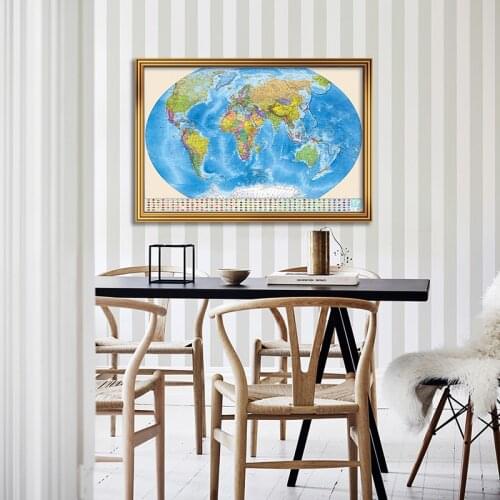90*60cm The Russian World Map Non-woven Canvas Painting Wall Art Poster And Prints Living Room Home Decoration School Supplies