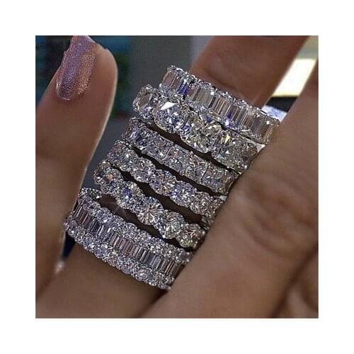 Uropean and American Square Zircon Ring Female Fashion Ladies Peach Heart Full Zircon Ring Party Wedding Jewelry Gift Hot Sale