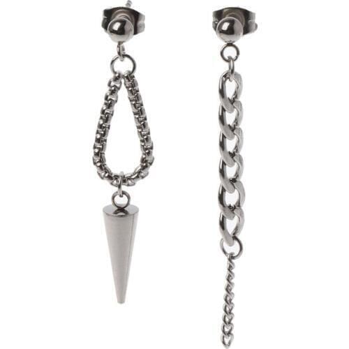 Korean KPOP Bangtan Boys Album Mismatch Titanium Tassel Chain Drop Earrings