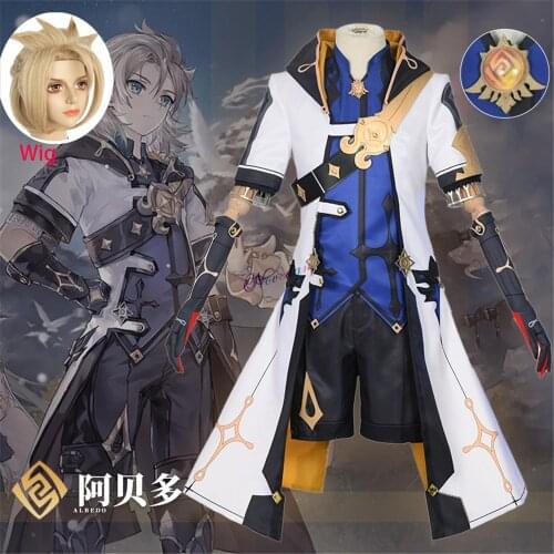 Genshin Impact Albedo Cosplay Costume For Men Women Uniform Shoes Boots Wig Cosplay Anime Game Halloween Party Christmas Costume