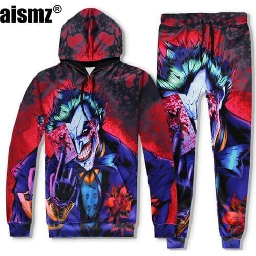 Aismz Spring Autumn Winter Men Women Suits Two Piece Tracksuit Sets 3D Print Joker Hip Hop Pullover Hooded Sweatpants Hoodies