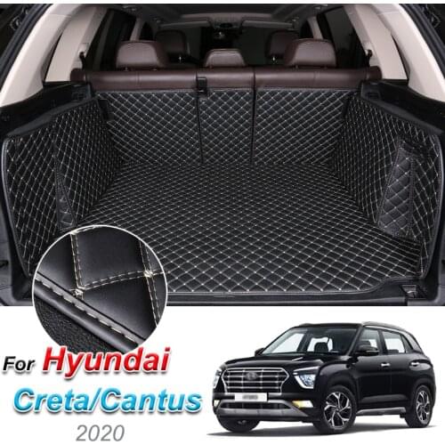 Custom Leather Car Trunk Mats For Hyundai Creta Cantus 2020 Rear Trunk Floor Mat Tray Carpet Cargo Liner Accessories