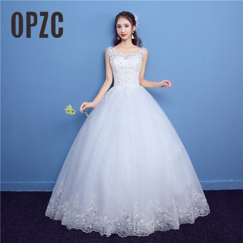 Embroidery Lace wedding dress 2020 New Fashion Simple with Appliques Bridal Wedding Gown Princess vestido de noiva Real Photo QH