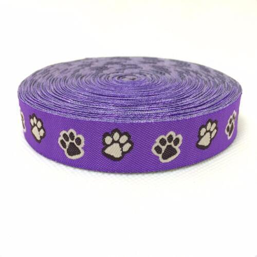 2015 NEW wholesale 5/8" 16mm 10y/lots 100% Polyester purple Color feet Woven Jacquard Ribbon For Dog Collar lace