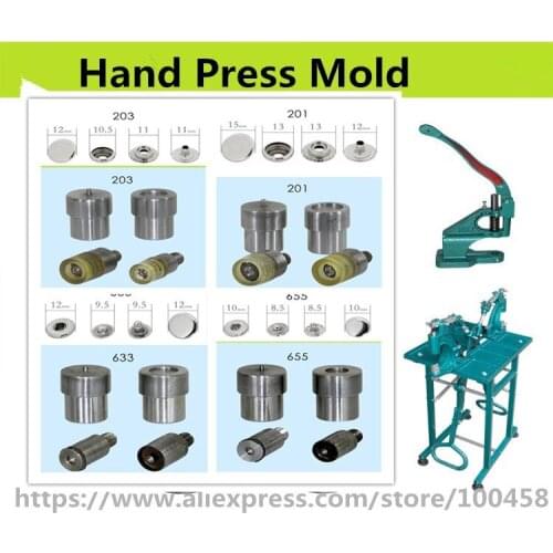 201 Metal Fastener Snap Button Dies For Handmade Press Machine Manual Install Snap button Mold 655, 633 ,831 ,203 Button Tools
