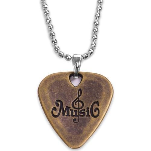 Metal Guitar Pick Necklace Zinc Alloy 1.2mm Thickness with Ball Chain