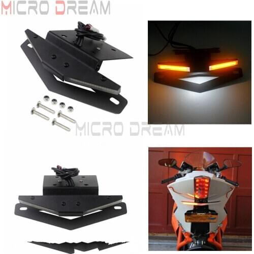 Motorcycle LED Fender Eliminator For RC390 2015-2019 Black Tail Tidy License Plate Frame Holder Bracket w/ Turn Signal Light