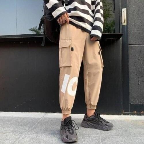 Mens Autumn New Casual Pants Overalls Loose Trendy Feet Hong Kong Style Sports and Leisure Students Nine-point Pants