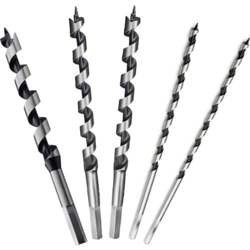 5PCS 230mm Hex Shank Extra Long Point Twist Auger Wood Drill Bits Set Woodworking Twist Drill Bit Tool Set 6 8 10 12 14mm