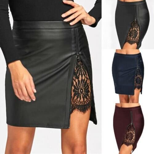 New Fashion Women High Waist PU Leather Pencil Bodycon Mini Short Skirt Stretch Sexy