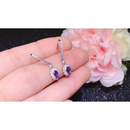 New Arrival Real and Natural Tanzanite Earring Natural And Real 925 sterling silver Tanzanite Earring
