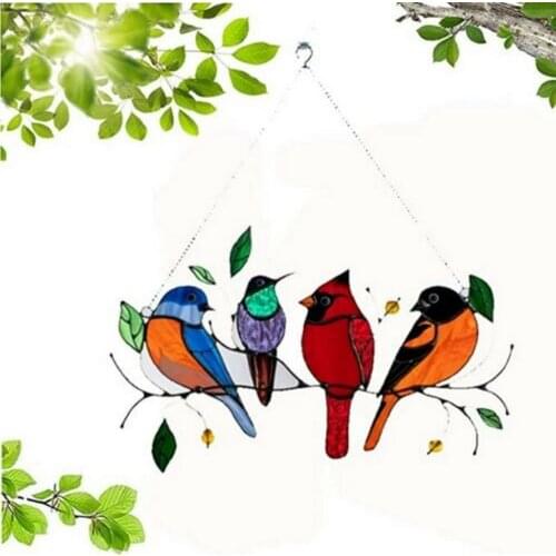New Colorful Spring Birds Acrylic Painted Window Decorations Handmade Window Stickers Living Room Bedroom Wall Window Decoration
