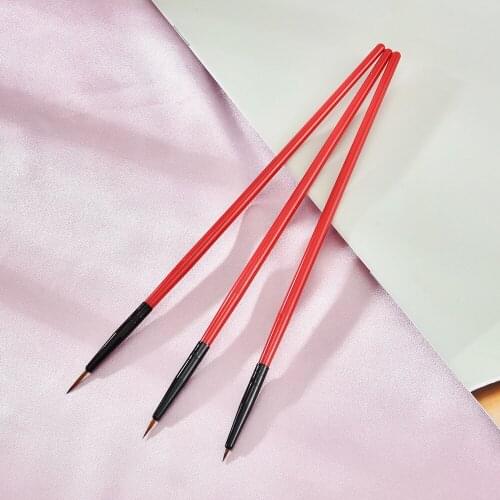 New Red Nail Art Professional Liquid Hook Line Drawing Brushes UV Gel Painted Nail Supplies Design Manicure Tools 3pcs/set