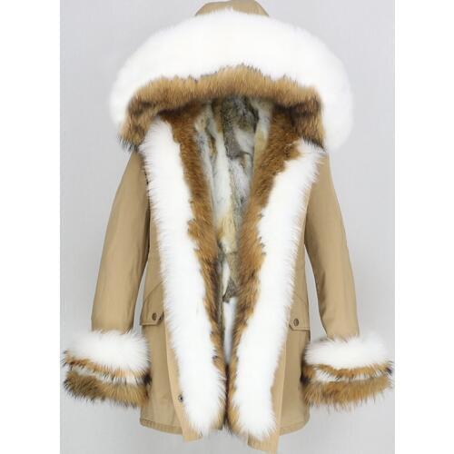 OFTBUY 2020 Winter Jacket Women Real Fur Coat Thick Warm Natural Fox Fur Collar Hood Parka Outwear Rabbit Fur Liner Streetwear