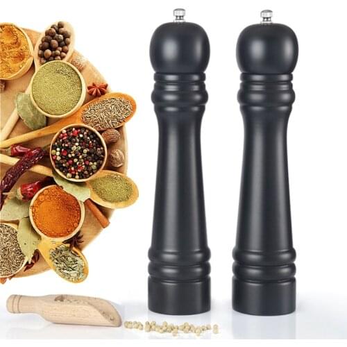 Wood Manual Pepper Spice Mill Black Salt Pepper Grinder Handheld Seasoning Mills Ceramic Rotor Pepper Grinding Kitchen BBQ Tool