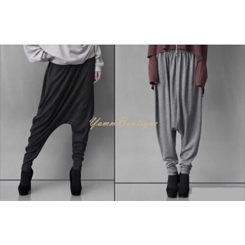 Silky Cotton Long Drop Crotch Pants // Overalls Pants Harem Pants- Tide Collapse