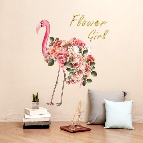 Modern 3D flamingo wall sticker kitchen PVC window wardrobe tile Wall toilet wall decoration art sticker living room wall poster