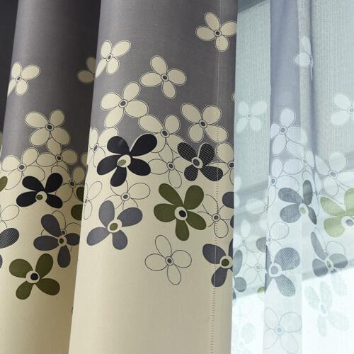 Grey and Cream Floral Print Modern Blackout Curtains for Living Room The Bedroom Home Decor Curtain Sets Drapes Window Treatment