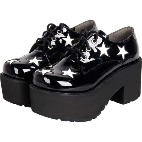 Angelic imprint woman mori girl lolita punk cosplay shoes lady high trifle heels Pumps women princess party shoes 33-47 8cm star