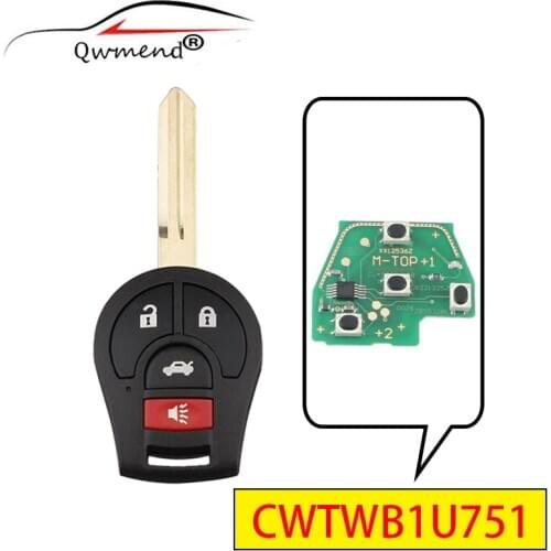 QWMEND Smart Car Key for Nissan CWTWB1U751 4BUT for Nissan Versa 2012 2013 2014 2015 Car Remote Key for Auto 315Mhz ID46 Chip