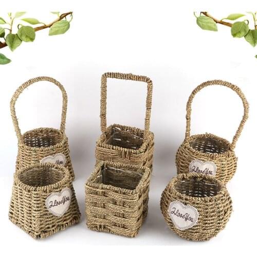 Flower vase Creative Hand-woven Fleshy Flower Pot Weaving Rattan Storage Basket Decoration Home Garden Decor Livingroom decor
