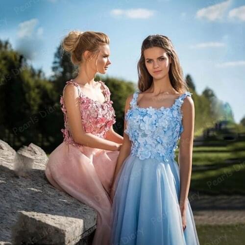 Haute Dubai Ankle Length Evening Dresses 2021 Square Neckline Customized Flowers Prom Gown Saudi Arabia Party Dress Robes Soiree