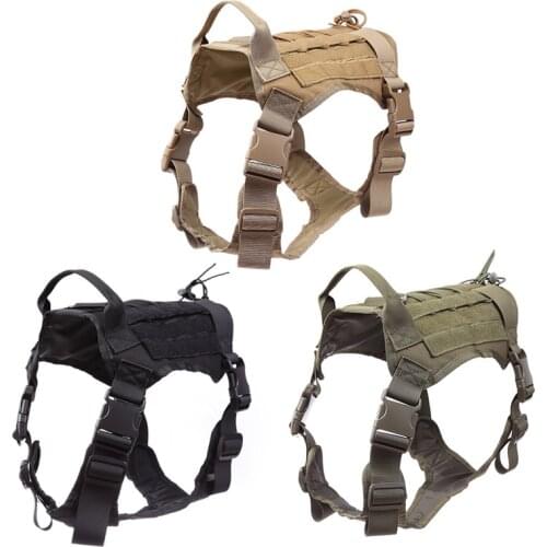 Military Tactical Pet Dog Harness and Leash Nylon Adjustable Training Shepherd Dog Harness Vest For Small Medium Large Dog