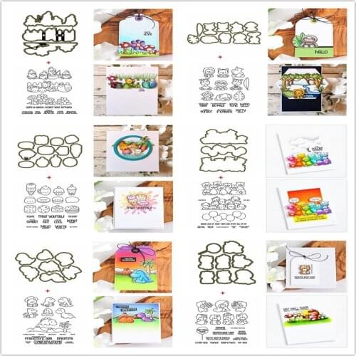 Zoo Monkey Elephant Bears Cutting Dies With Clear Stamps Donuts Cake For DIY Paper Cards Craft DIY Making Template 2020 New