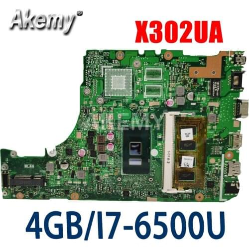 X302UA_UJ Laptop motherboard for ASUS X302UA X302UJ X302UV original mainboard Onboard 4GB-RAM I7-6500U GM