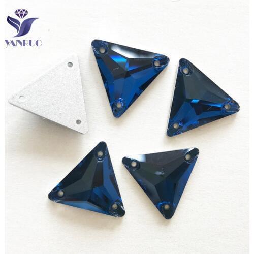 YANRUO 3270 All Sizes Montana Triangle Flat Back Rhinestone Sew On Strass Crystal Glass Stones For Craft