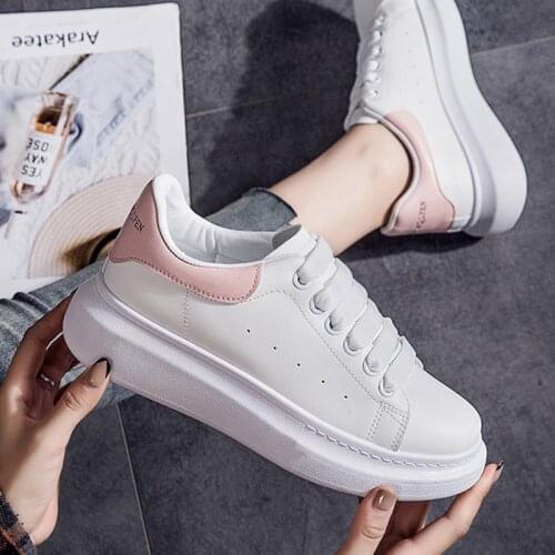 2021 Spring/Summer Women shoes Wedges Platform Sneakers Lace-Up Breathable Casual Chunky Ladies White Shoes Woman
