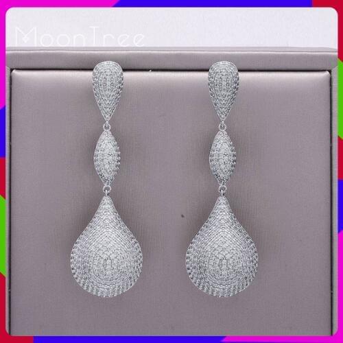 MoonTree 65mm Luxury Solid Ball Large Earring Full Mirco Paved Microl Zirconia Copper Earrings For Women Fashion Jewelry