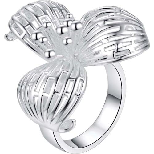 GY-AR272 Hot sale silver plated Adjustable plated Rings for women men' silver jewelry fashion jewelry luxuriant flower Rings