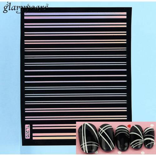 1PC Nail Foil Shiny Laser Foil Nail Art Transfer Sticker TL201 Nail Line Pattern Design Women Manicures Polish Decal Decoration